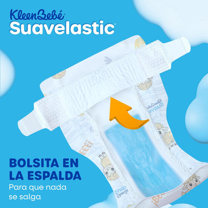KleenBebé Suavelastic Pañal Desechable para Bebé, Talla Chico Unisex, Paquete con 40 Piezas, Ideal para Bebés de 5 a 7.5 kg