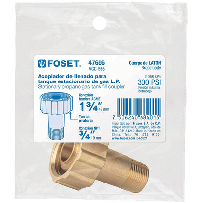 Foset VGC-565, Acoplador llenado para tanque estacionario, ACME 1-3/4x3/4" NPT