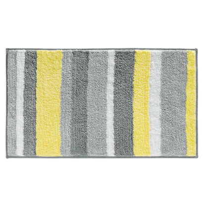 InterDesign Stripz Microfiber Bath Rug, 21 x 34-Inch, Gray/Yellow - 21" x 34" - Gris y amarillo - empaque estándar