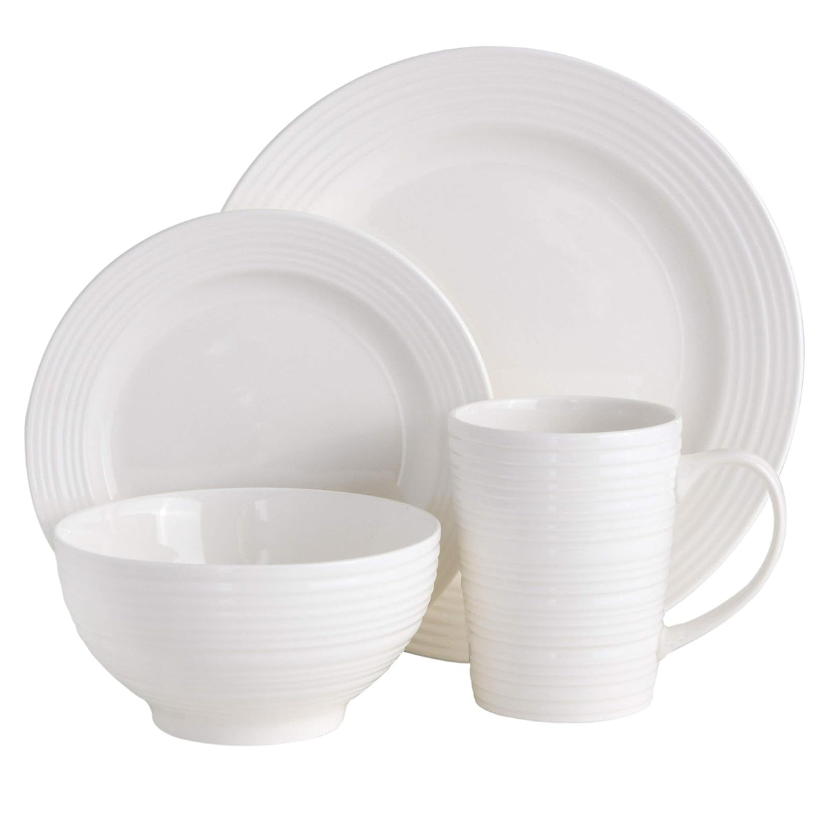 Gibson Home Amelia – Vajilla de corte 16 piezas, color blanco