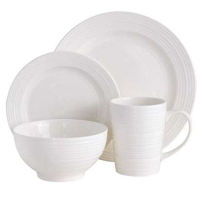 Gibson Home Amelia – Vajilla de corte 16 piezas, color blanco