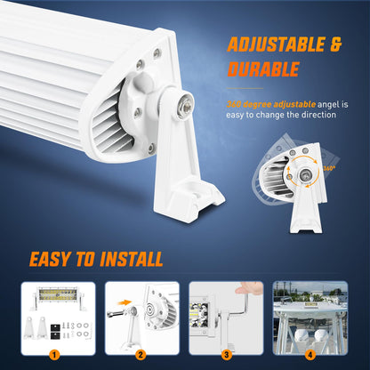 Nilight Marine - Barra de luz LED de 9.5 Pulgadas, Combo de inundación de Puntos Blancos, iluminación de Muelle para Cubierta de Barco de Ponton, para Pesca Nocturna, Puerto de popa, Yates, Camiones,