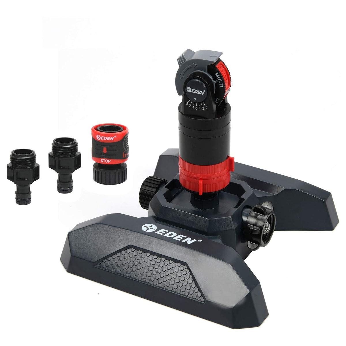 Eden 94124 Sistema de rociador turbo de transmisión de engranajes multipatrón, con juego de conexión rápida, cobertura de 360 grados