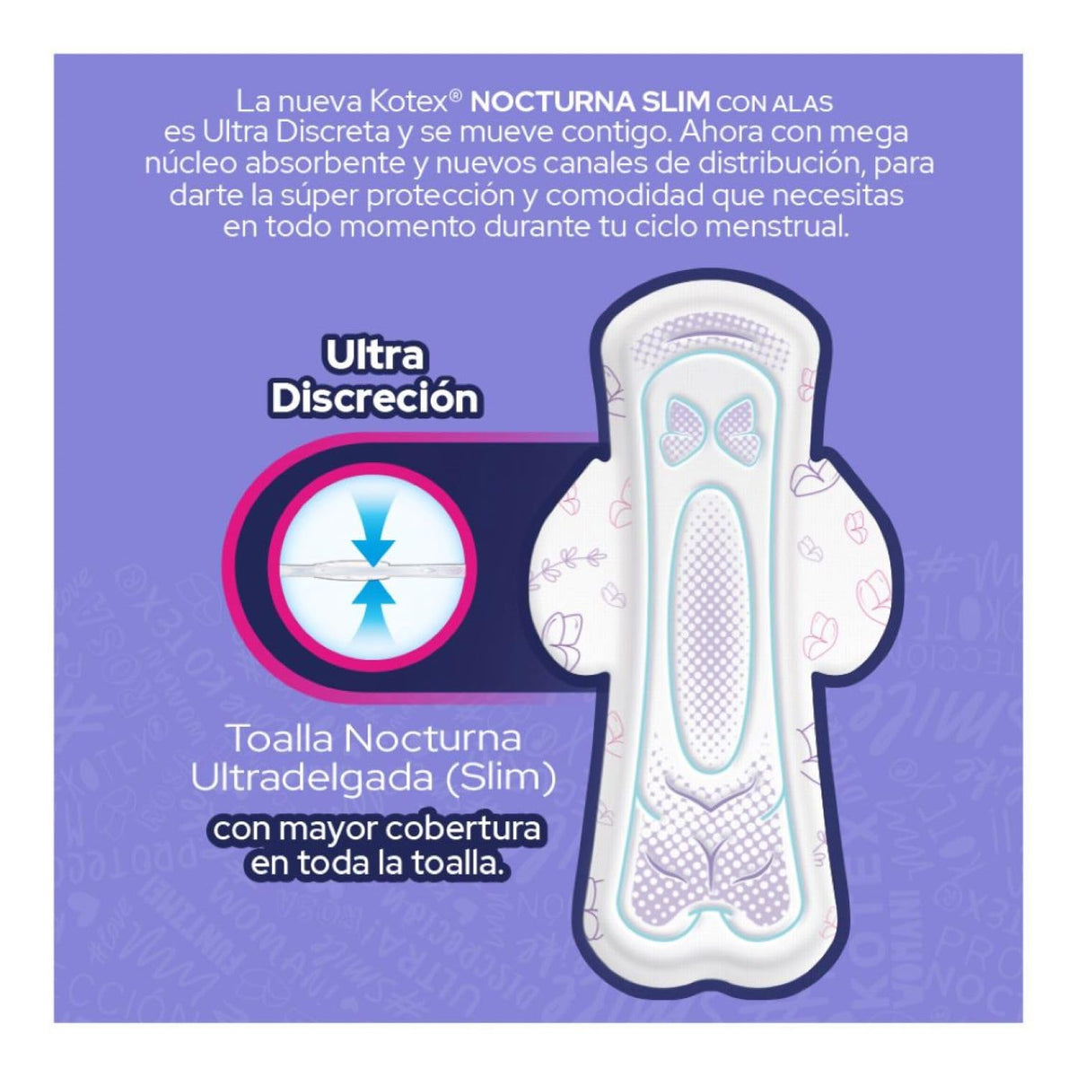 Kotex Nocturna Slim Con Alas, Toalla Femenina, Paquete con 20 Toallas, Ideal para Flujo Súper Abundante (Paquete de 3)
