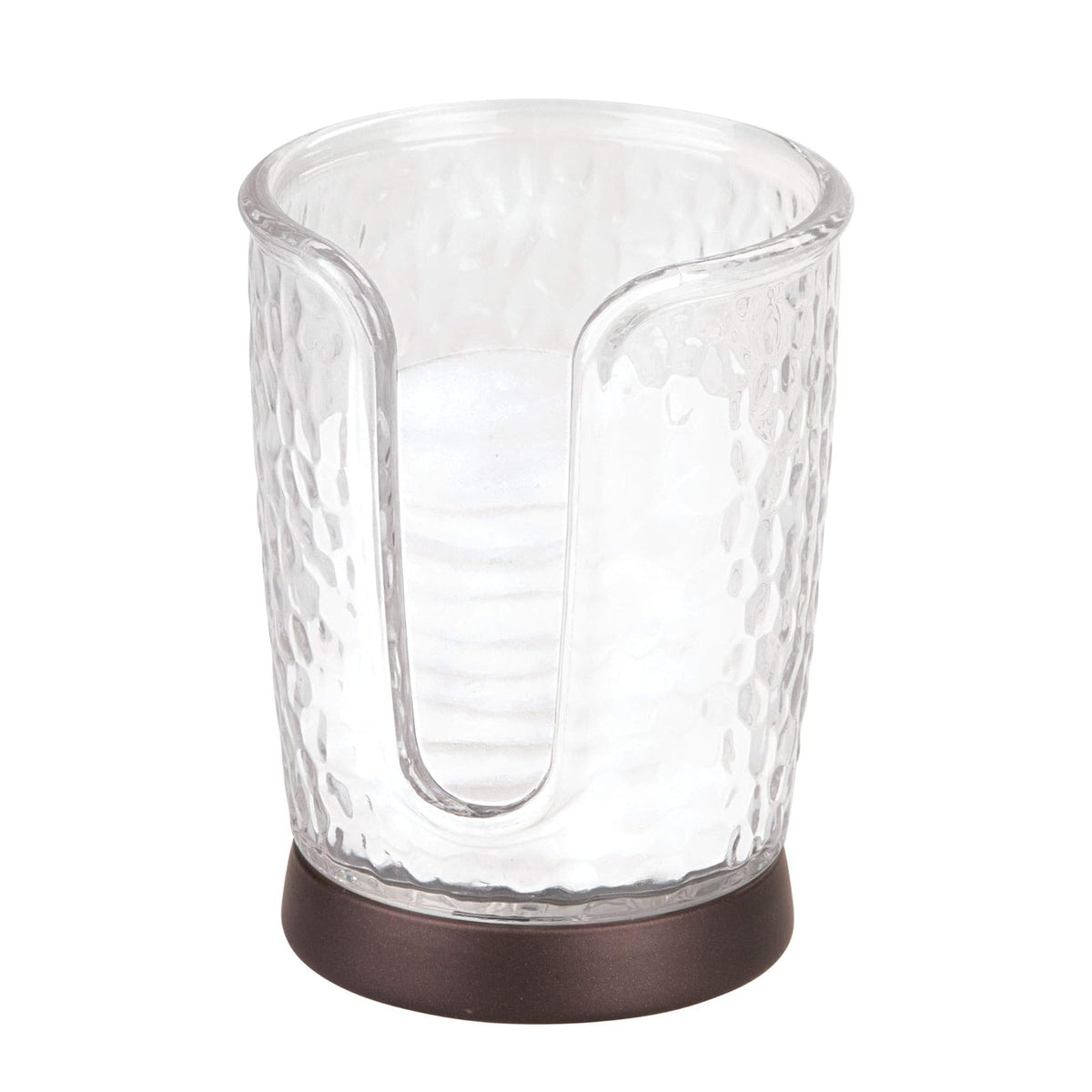 interDesign 53651 Rain Disposable Paper and Plastic Cup Dispenser for Bathroom Vanity and Countertops, Clear/Bronze