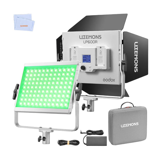 GODOX Litemons LP600R Panel de Luz LED RGB 60W para Video y Fotografía, Lámpara LED Full Color 1800K-10000K, Iluminador para Grabar Videos, App Bluetooth y Estuche