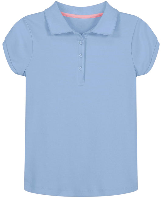 Nautica - Camisa Polo de Manga Corta para niñas, Cierre de Botones, Tela de piqué Suave