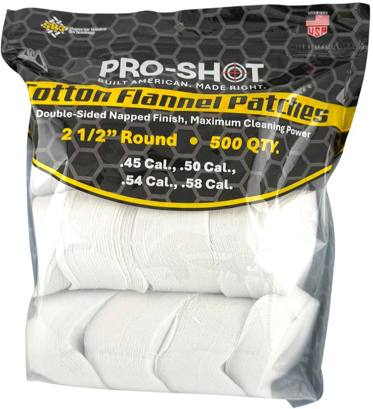 Pro-Shot Parches de Limpieza de Franela de Algodón - Parches de 2 1 - 2 " - 500 conde