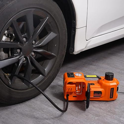 VEVOR Gato Hidráulico Eléctrico 5T 12V Elevador Automático de Automóvil 155-450 mm Gato Elevador con Luz LED Inflador de Neumáticos Set de Recuperación en Carretera Desmontadora de Neumáticos SUV Berlina