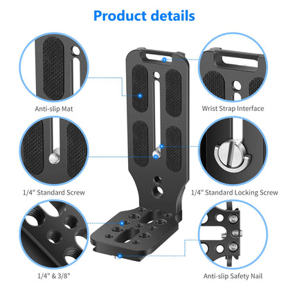 NEEWER Soporte en Forma de L Zapata Rápida Placa QR Cámara de Disparo Vertical Soporte en L con Tornillo 1/4 Pulgada Arca Swiss Compatible con dji Osmo Ronin Zhiyun Canon(Negro)