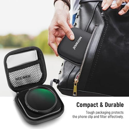NEEWER CPL Filtro para Móvil, 67mm Lente de Cámara Filtro Polarizador con Clip de Móvil Zapata Fría Compatible con iPhone 16 15 14 Pro MAX 13 Pro MAX 13 Mini 12 11 X XS MAX Samsung Galaxy, FL-27