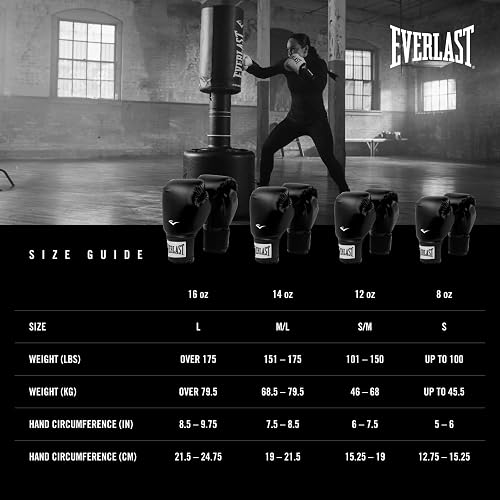 Everlast Prostyle 2 Guantes de Boxeo, Guantes de Entrenamiento de Nivel básico para Hombres y Mujeres, Cierre de Velcro y ventilación de Ajuste Seguro, Bolsa Pesada y Entrenamiento de Bolsa rápida