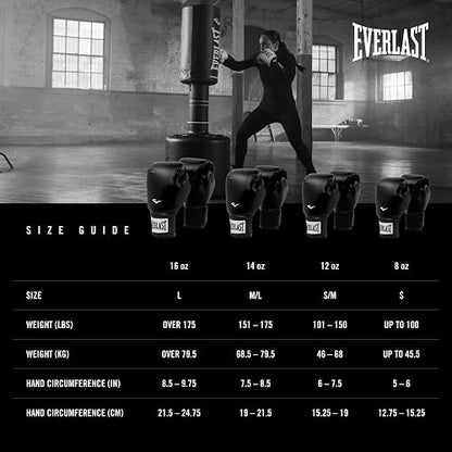 Everlast Prostyle 2 Guantes de Boxeo, Guantes de Entrenamiento de Nivel básico para Hombres y Mujeres, Cierre de Velcro y ventilación de Ajuste Seguro, Bolsa Pesada y Entrenamiento de Bolsa rápida