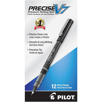 Pilot Precise V7 Stick Bolígrafo Punta Fina 0.7 mm - Caja con docena - Negro