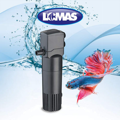 Lomas Filtro Interno Aqua-Jet 500 para Acuarios hasta 80 litros, 480 l/h, Compacto y Silencioso con Filtración Mecánica, Biológica y Química