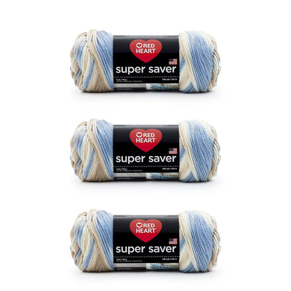 Red Heart Super Saver Estambre Acrílico, Varios Colores - Mirage - Paquete de 3