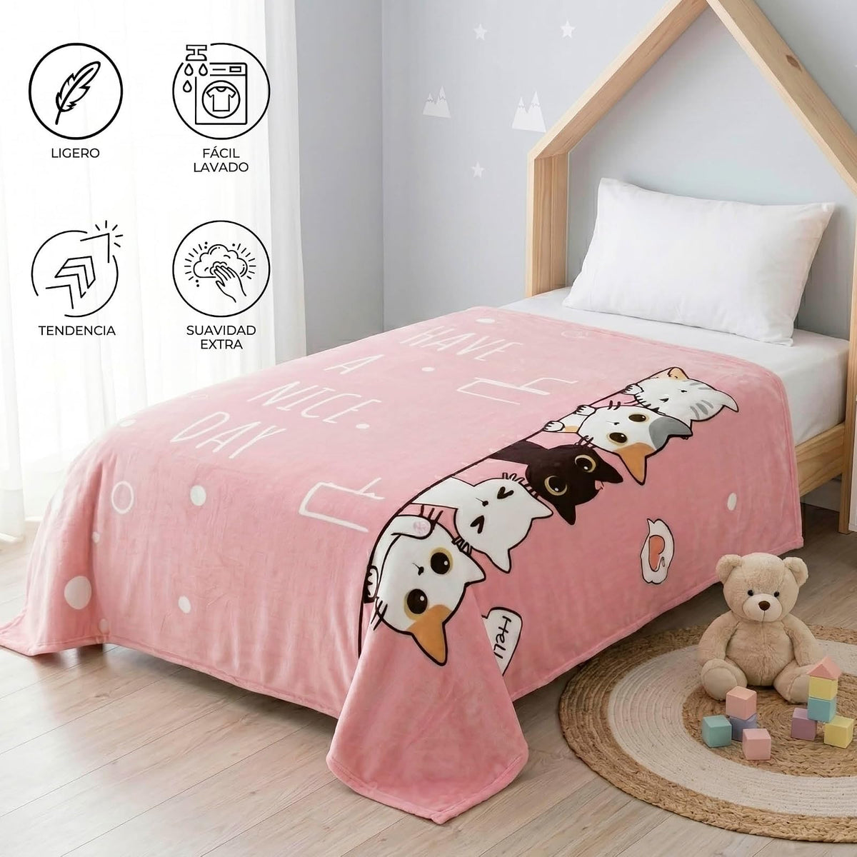 Colchas Concord Cobertor Ultrasuave, Color Rosa, 100% Poliéster, Tamaño Matrimonial, Individual, Manta Cálida y Suave para Cama, Ideal para Invierno, Cobija Cálida de Alta Densidad, 1 Pieza
