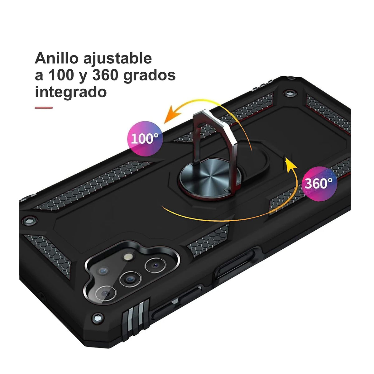 Funda Uso Rudo con Anillo para Moto Edge 20 Lite (Negro)
