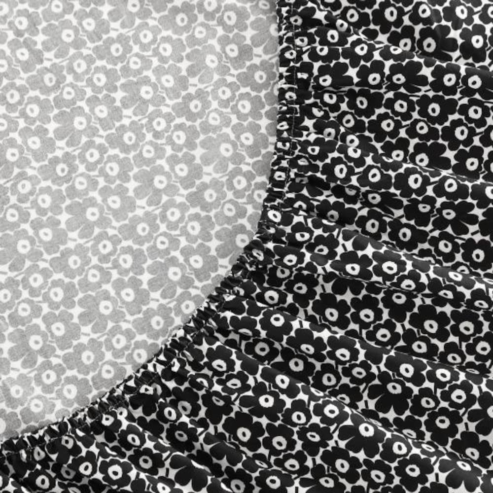 MARIMEKKO - Juego de sábanas de algodón percal para decoración del hogar (Pikkuinen Unikko Negro, matrimonial)