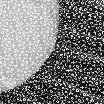 MARIMEKKO - Juego de sábanas de algodón percal para decoración del hogar (Pikkuinen Unikko Negro, matrimonial)