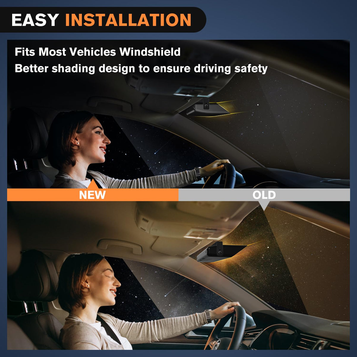 Nilight 32LED Amber Emergency Dash Strobe Lights with Controller Suction Cups Warning Hazard Interior Front/Rear Windshield Deck Split Light Bar for Trucks Construction Vehicles | Barra de luz dividida para cubierta de parabrisas delantero/trasero para ca