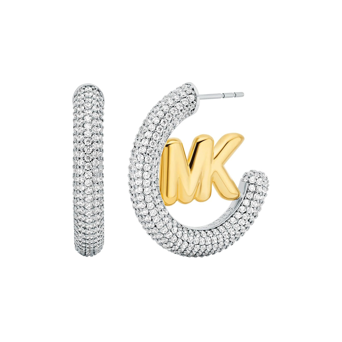 Aretes de aro Michael Kors con logo en pavé para mujer, MKJ8561931