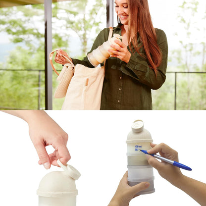 Babymoov Babydose Dosificador de Fórmula para Bebé, Contenedor Apilable de Leche en Polvo para Biberones, Organizador de Alimentación y Viaje, Arena Mineral