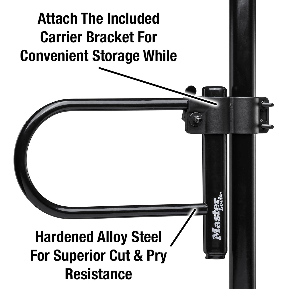 Master Lock Cerradura en U de 7.25 pulgadas con cable de extremo en bucle, negro