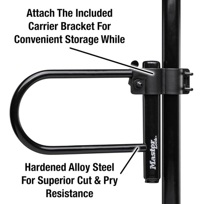 Master Lock Cerradura en U de 7.25 pulgadas con cable de extremo en bucle, negro