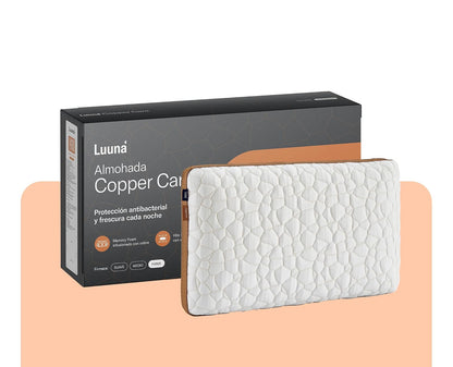 Luuna Almohada Copper Care con Infusión de Cobre y Memory Foam – Termorregulación, Propiedades Antimicrobianas y Soporte Ergonómico