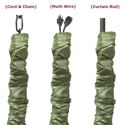 Royal Designs, Inc. - Cubierta de cable y cadena de tela de seda de 4 pies, cadena de iluminación colgante de araña y gestión de cables, cierre táctil, verde pera, 1 paquete