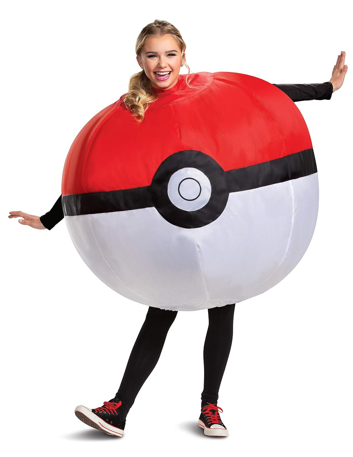 Disfraz de Pokemon Poke, Rojo y Blanco, Talla Adulto, Rojo y Blanco, AduLarge Alto Talla