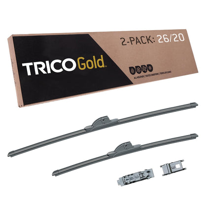 TRICO Gold Juego de 2 Plumas Limpiaparabrisas Super Premium - 26" + 20" Paquete de 2