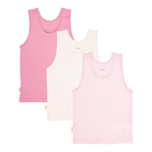 Baby Creysi Paquete de 3 Camisetas Sin Manga para Niña de Algodón con Tejido Calado