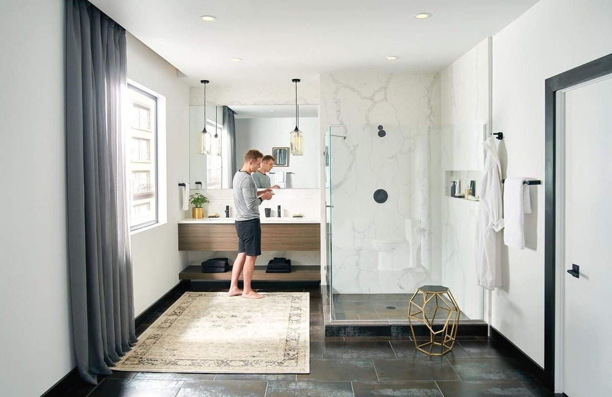 Moen YB0486BL Align - Toallero de mano para baño, color negro mate