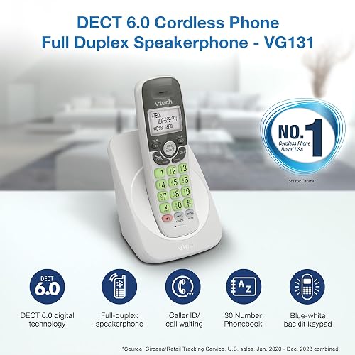 VTech - Teléfono inalámbrico con DECT 6.0, Altavoz dúplex Completo, visualización iluminada, Teclado retroiluminado, identificador de Llamadas/Llamada en Espera, Control de Volumen, Compatible con