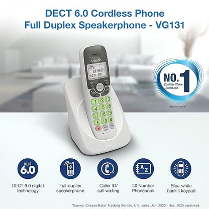 VTech - Teléfono inalámbrico con DECT 6.0, Altavoz dúplex Completo, visualización iluminada, Teclado retroiluminado, identificador de Llamadas/Llamada en Espera, Control de Volumen, Compatible con
