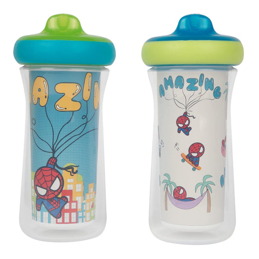 The First Years Marvel - Copas aisladas para beber – Copas aisladas a prueba de derrames con boquilla dura resistente a mordeduras, 9 onzas – 2 unidades