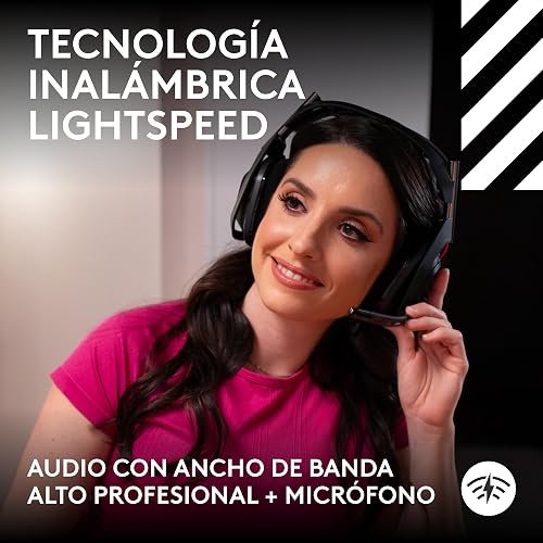 Logitech G Astro A50 Lightspeed Audífonos con micrófono inalámbricos para Juegos + estación Base (Gen 5), Pro-G Graphene, USB-C a Xbox, PS5, PC/Mac o Nintendo Switch, Bluetooth - Negro