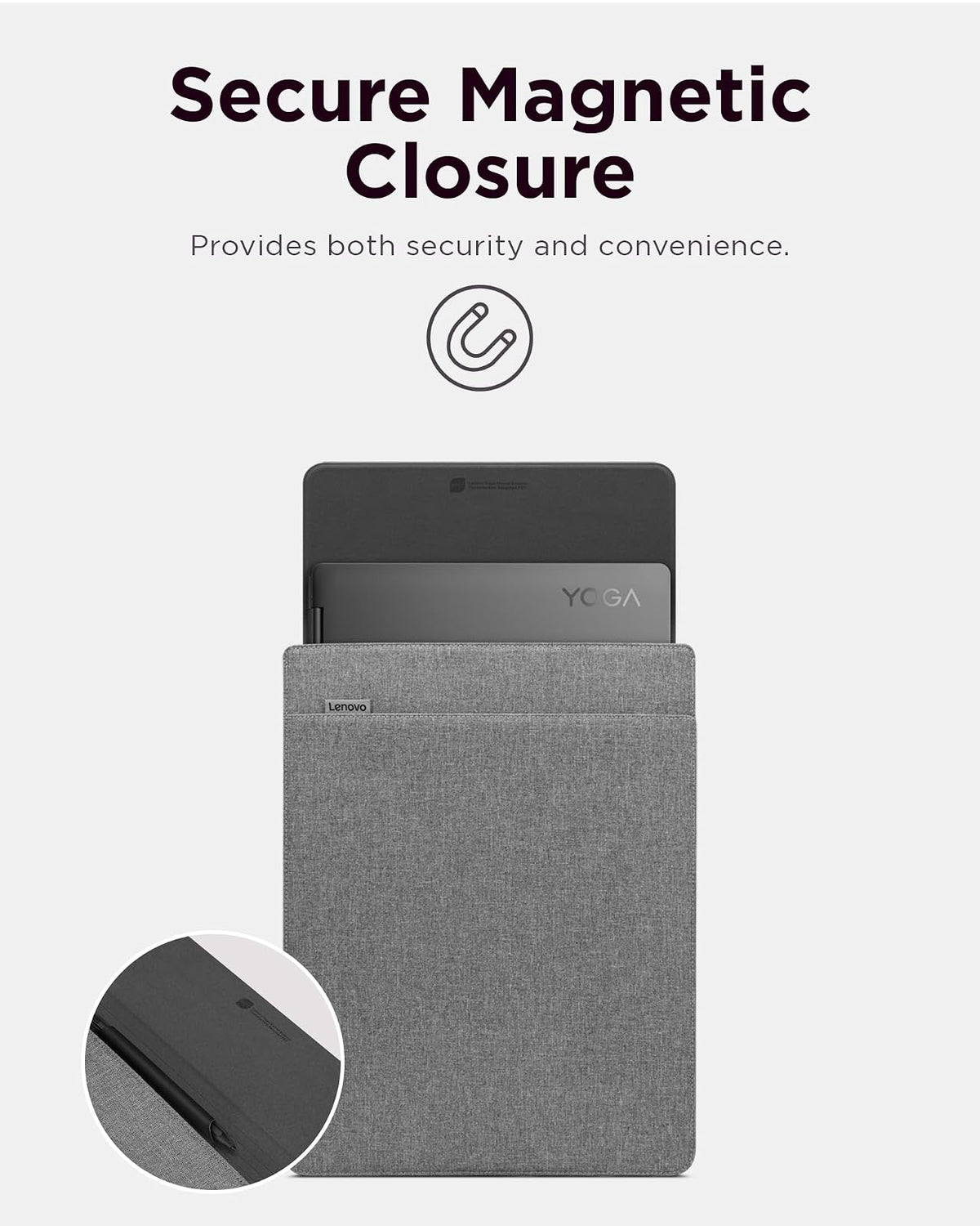 Lenovo - Funda Delgada para portátil de 16 Pulgadas, Compatible con MacBook Air/Pro, Funda Ligera ecológica con Bolsillo para Accesorios y Cierre magnético, Color Gris