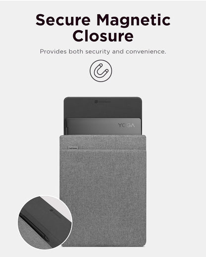 Lenovo - Funda Delgada para portátil de 16 Pulgadas, Compatible con MacBook Air/Pro, Funda Ligera ecológica con Bolsillo para Accesorios y Cierre magnético, Color Gris