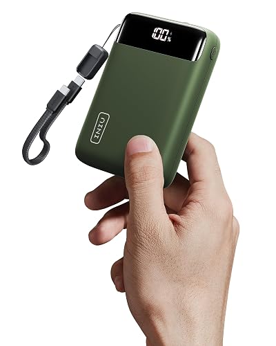 INIU Power Bank, Pequeño 20000mAh 22,5W Carga Rapida Bateria Phone Externa | Cable USB C Desmontable, Apto para Avión, Esenciales de Viaje, Bateria Portatil para iPhone 17, Samsung, iPad, etc. [Verde]