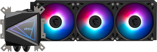 MSI MAG CoreLiquid I360 Negro - Enfriador líquido para CPU AIO ARGB - Diseño de espejo infinito - Soporte UNI - Radiador de 360 mm - Triple ventiladores ARGB PWM de 120 mm - Compatible con LGA