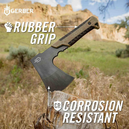 Gerber Pack - Hacha para Acampar | Hoja de acero de espiga completa, funda de nailon montable, hacha de supervivencia compacta, hacha de bushcraft