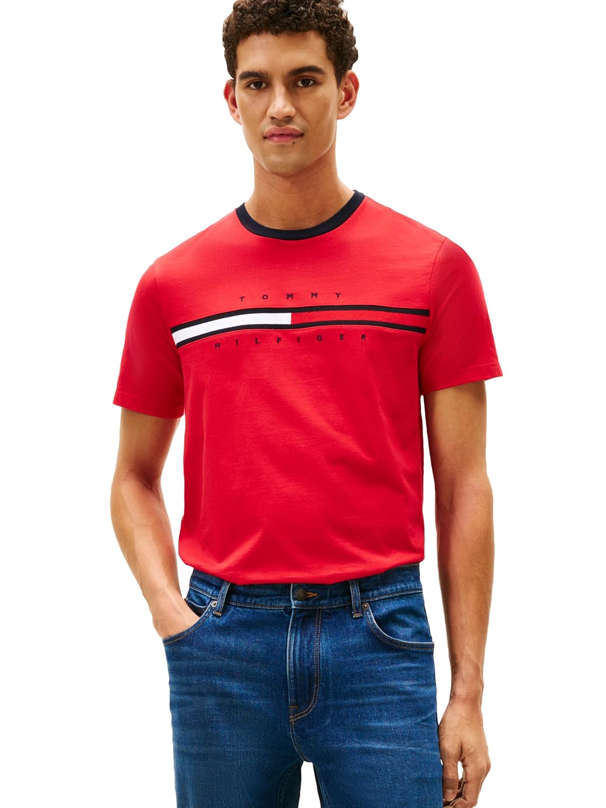Tommy Hilfiger Camiseta Camiseta para Hombre - Manzana roja - XXL