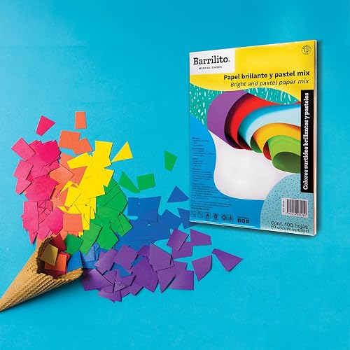 Barrilito Block papel construcción carta Mix de 10 colores, Paquete con 50 Hojas. 7442PCT