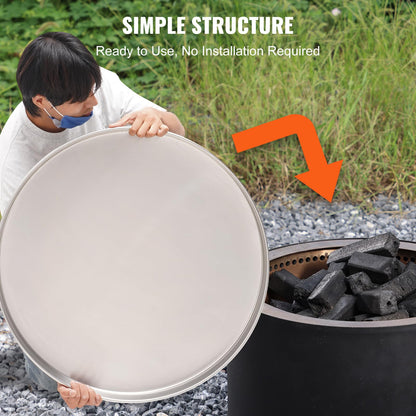 VEVOR Parachispas para Brasero 508 mm Alambrera de Brasero de Acero Inoxidable Placa Redonda Rejilla de Protección contra Chispas de Fuego Apertura Fácil con Accesorios para Hogueras, Jardín, Patio
