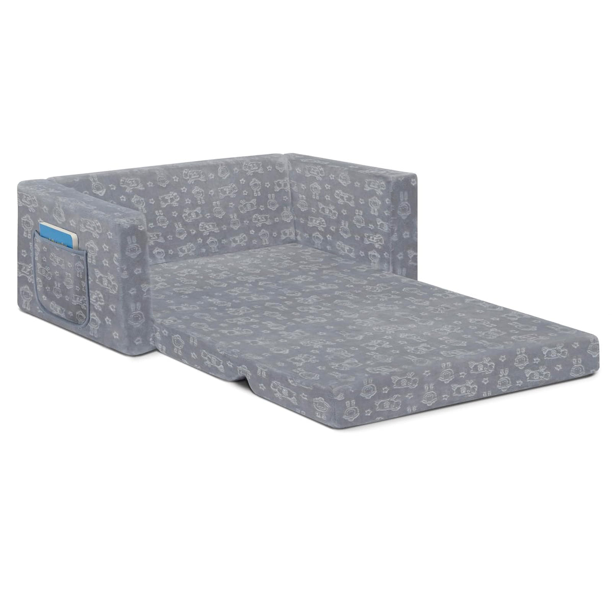 Delta Children Serta Perfect - Sofá convertible extra ancho para tumbona, cómodo sofá 2 en 1 abierto para niños, gris, 76.2 x 43.2 x 38.1 cm (paquete de 1)