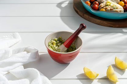 Le Creuset Juego de mortero y mortero de gres, 10 onzas, blanco