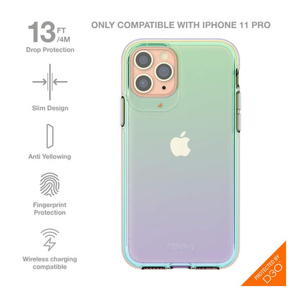 Gear4 ZAGG Crystal Palace Iridescent Compatible con iPhone 11 Pro, protección Avanzada contra Impactos con tecnología D3O integrada, Anti-amarilleo, Cubierta de teléfono – Iridiscente